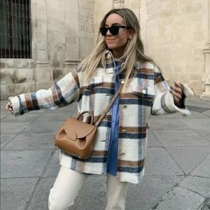 NWT - Zara Plaid Wool Blend Shacket - Women’s Size Medium